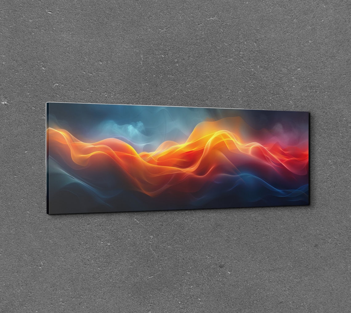 Fiery Orange Smoke Wave Abstract Dark Background Flow Poster - Image 3