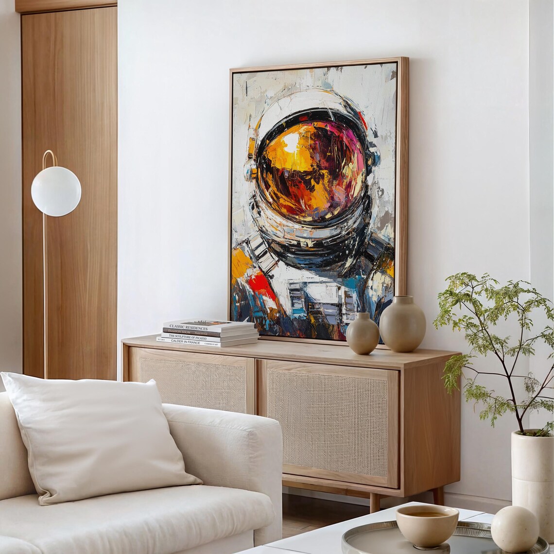 Abstract Astronaut Helmet Painting with Bold Brushstrokes Cosmic Art Poster - Image 6