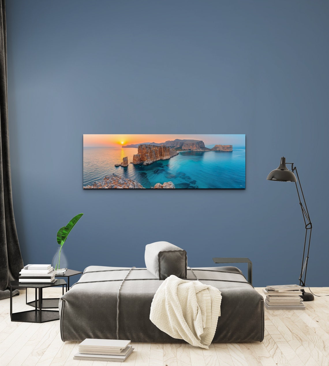 Dramatic Sea Cliffs Sunset Turquoise Water Coastal Panoramic Print - Image 5