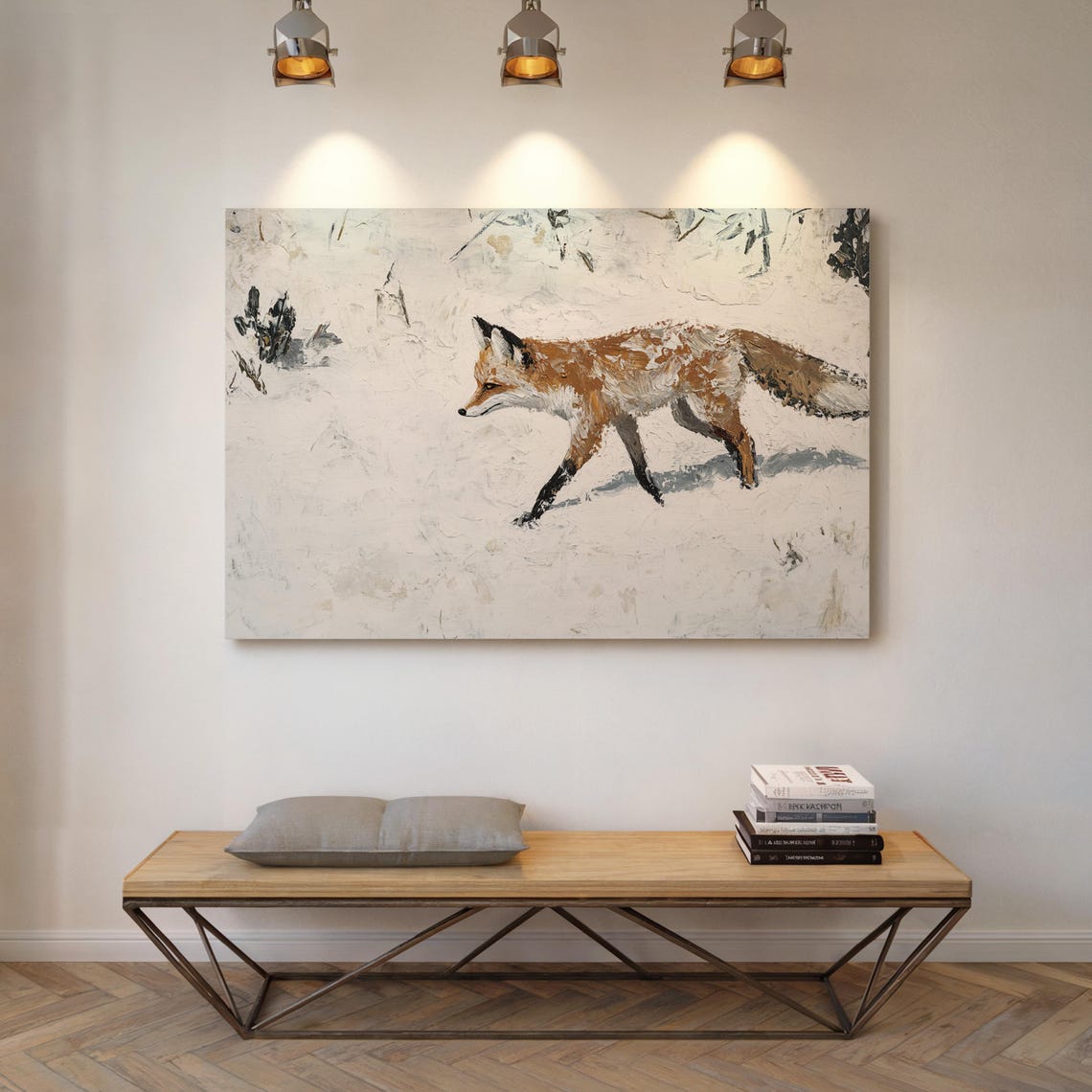 Red Fox Walking Through Fresh Snow Minimalist Wildlife Poster - Image 6