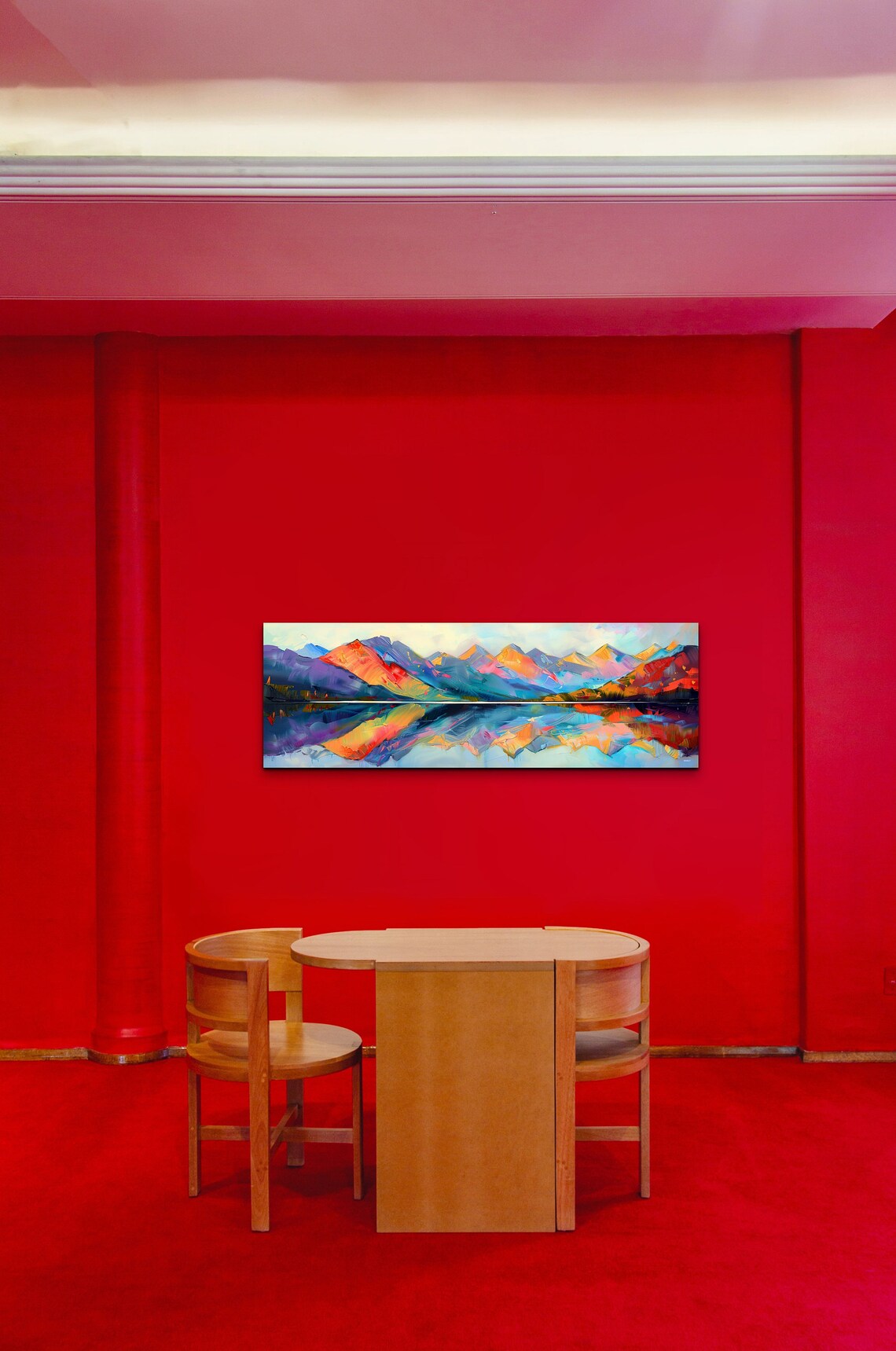 Panoramic Mid Century Modern Mountain Wall Art - Image 4