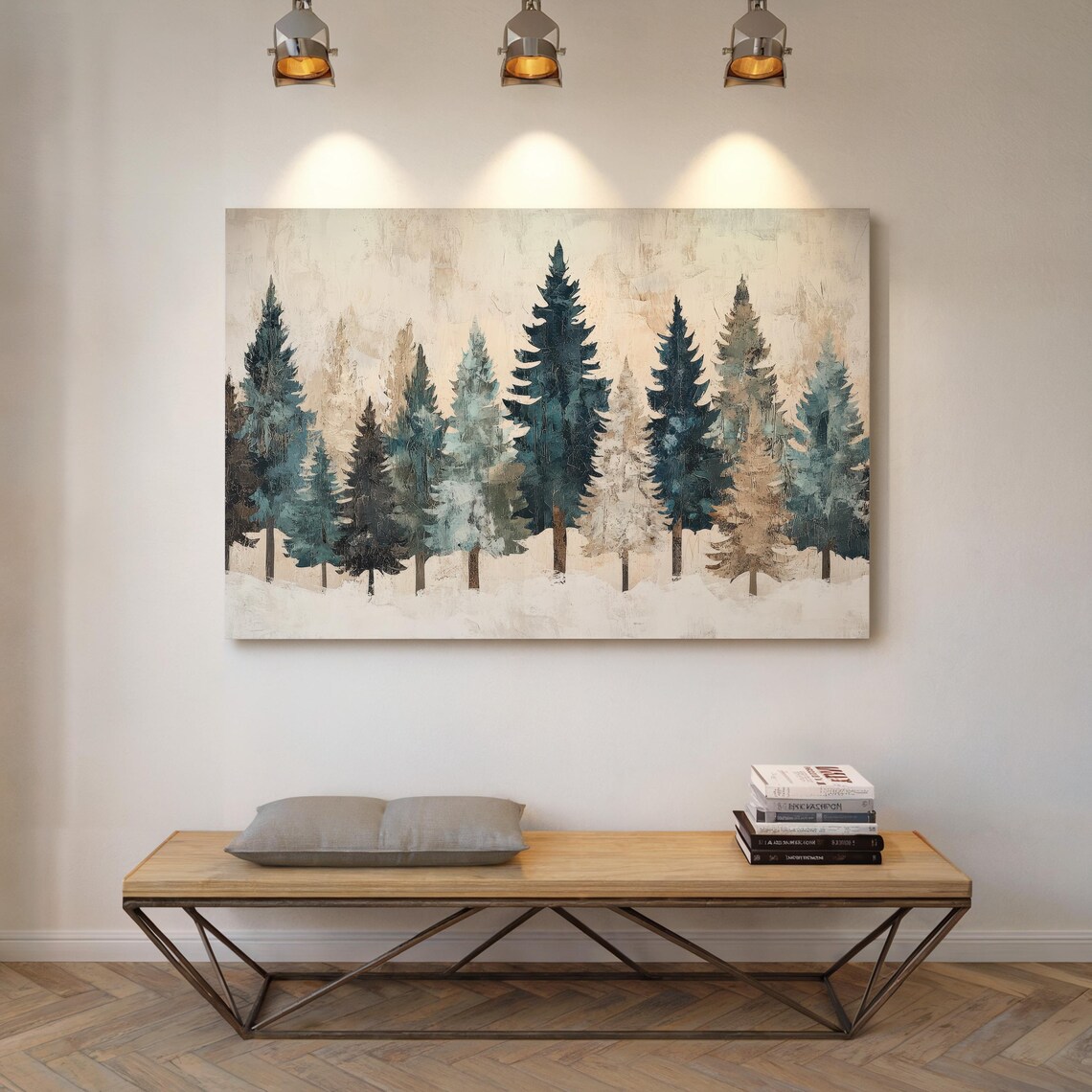 Rustic Primitive Christmas Trees Art Print - Image 4
