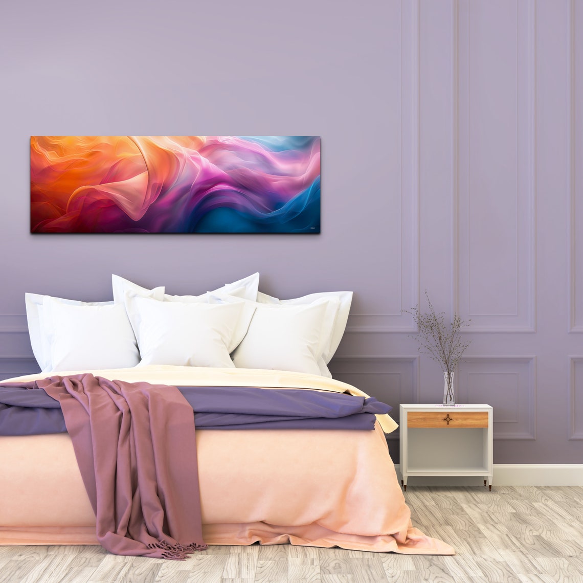 Silky Abstract Wave Orange Pink Blue Flowing Smoke Art Poster - Image 6
