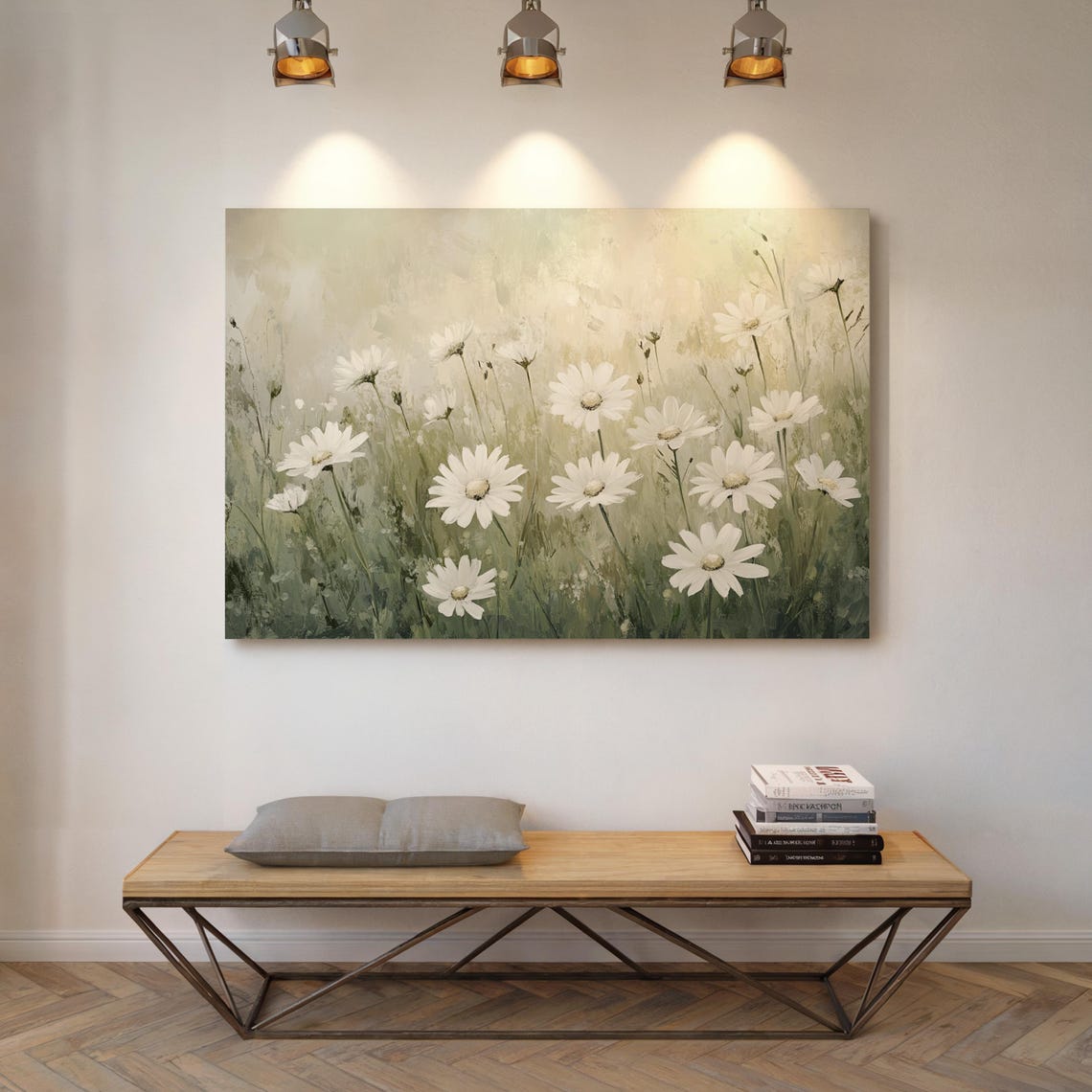Serene White Daisy Wildflower Meadow Nature Botanical Wall Art - Image 7