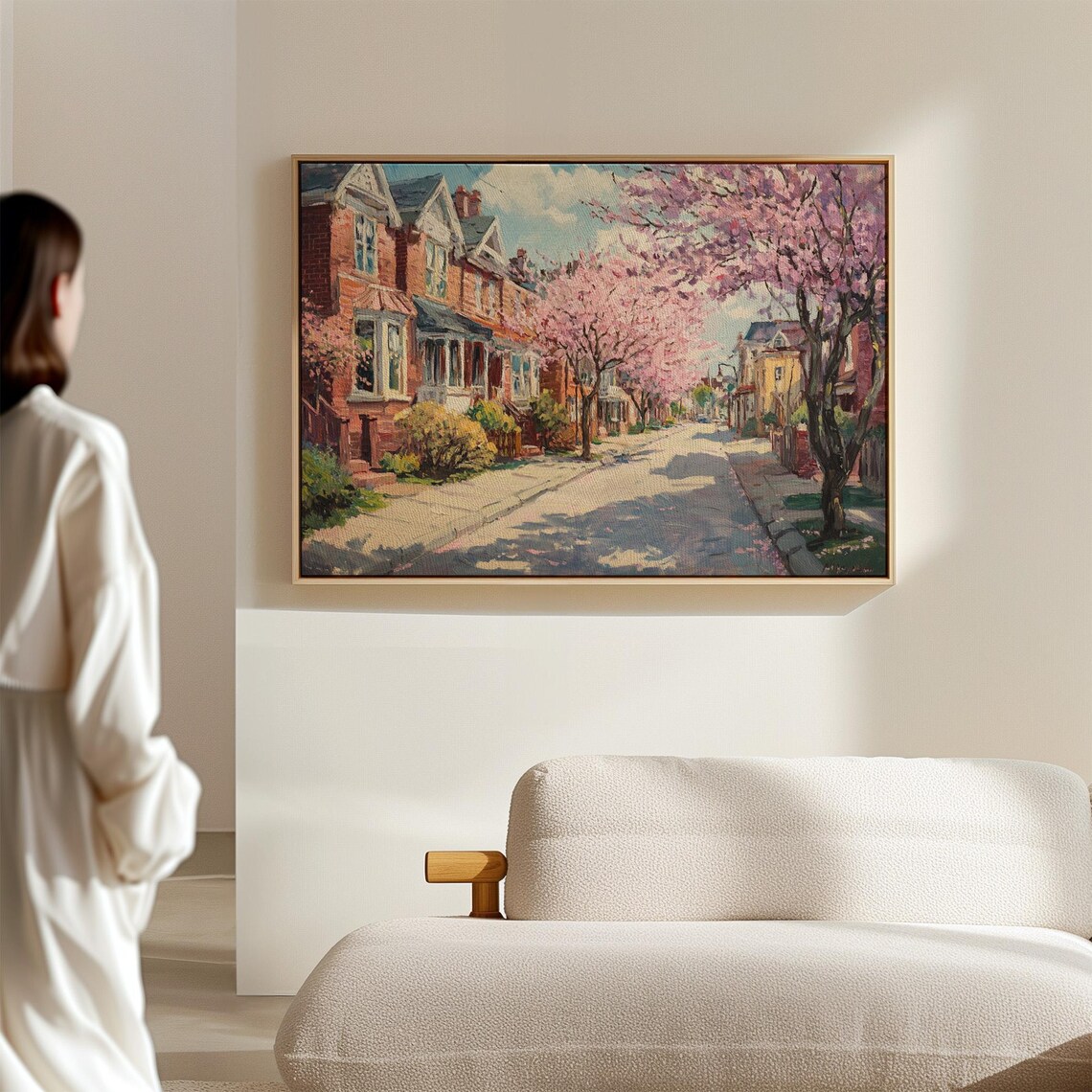 Springtime Neighborhood, Charming Cherry Blossom Street - Image 7