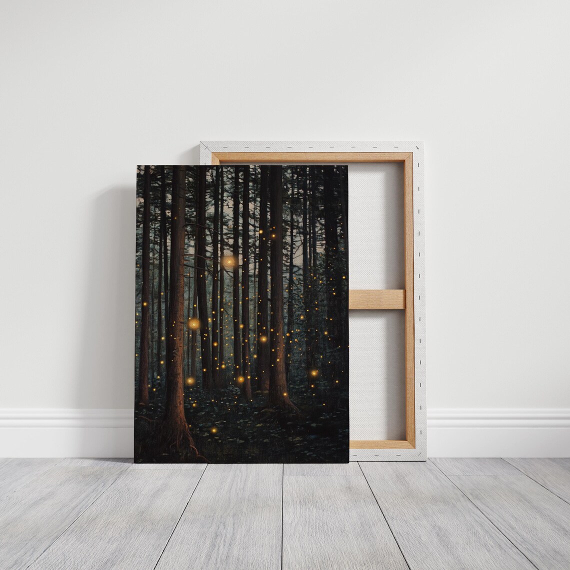 Enchanted Forest With Glowing Fireflies, Mystical Night Scene Art - Image 6