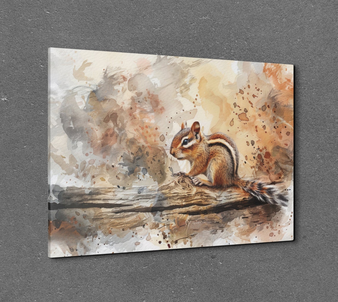 Chipmunk Watercolor Portrait Warm Woodland Wildlife Art Poster - Image 2