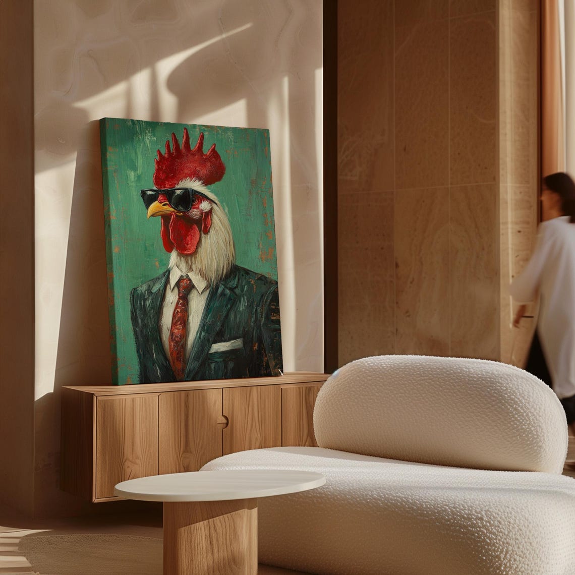 Rooster Wearing Sunglasses and Suit with Red Tie Funny Animal Poster - Image 6