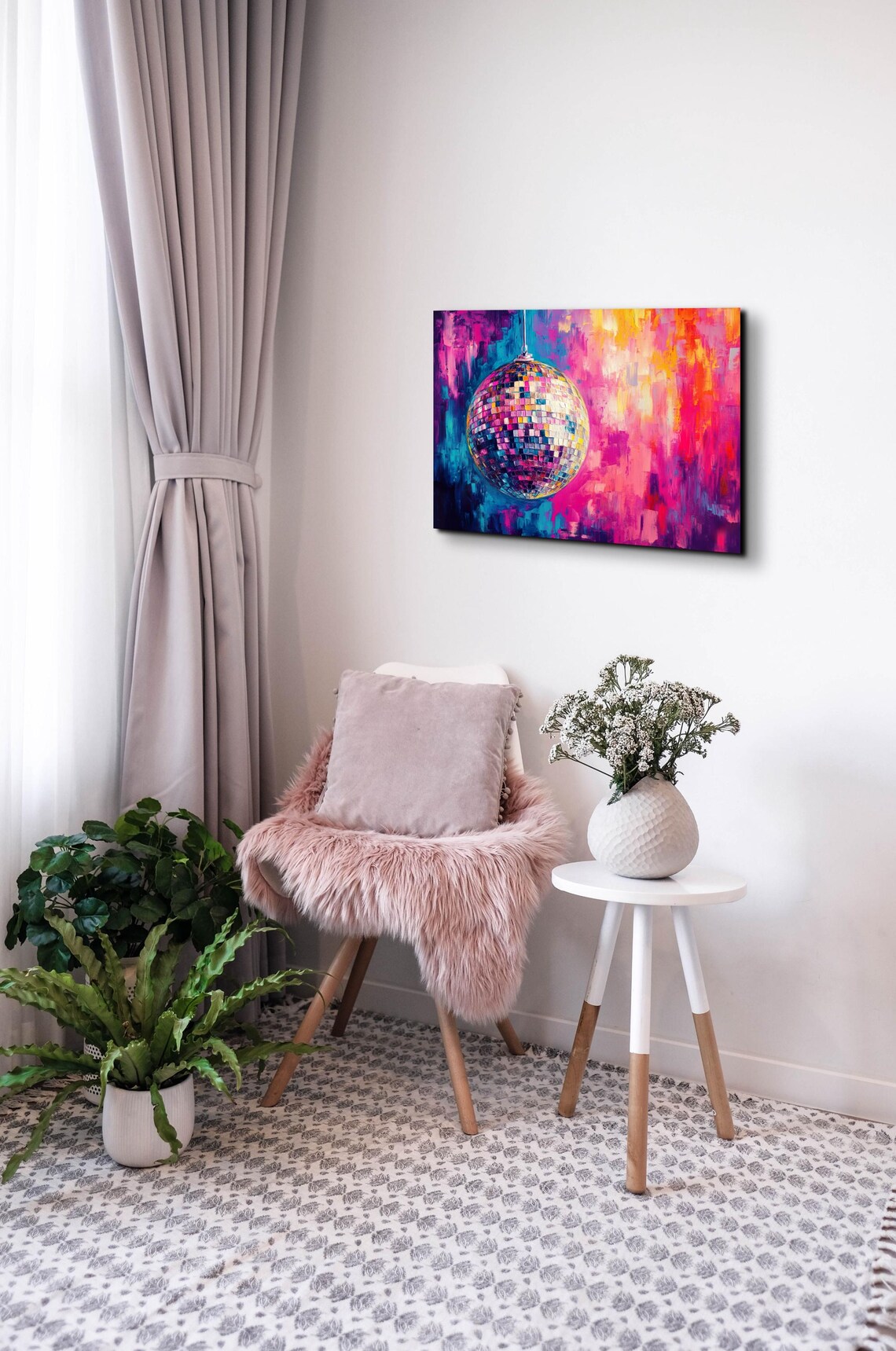 Disco Ball Vibrant Colorful Abstract Oil Painting Party Art Poster - Image 7