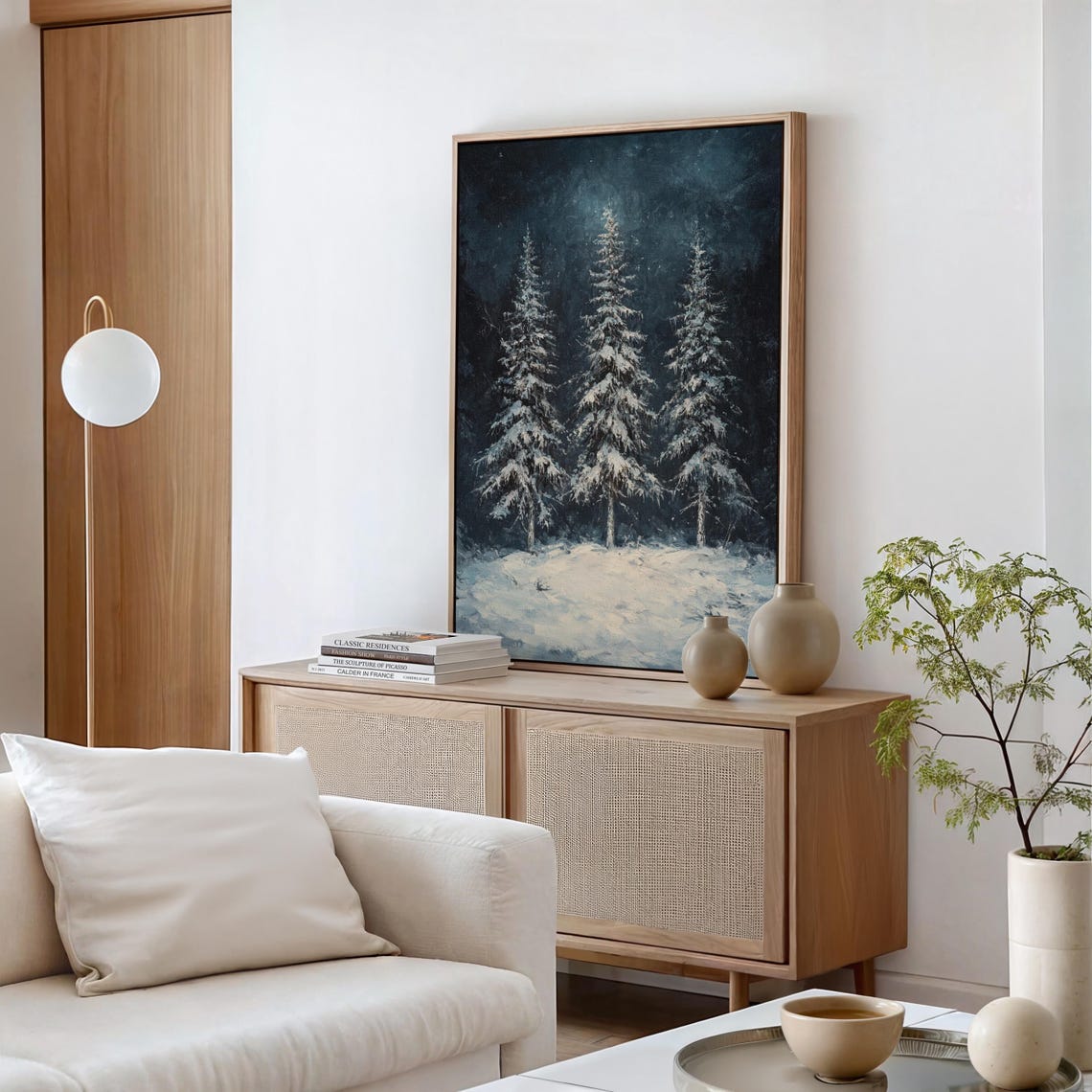 Winter Forest Snow Covered Pines Midnight Blue Night Scene Poster - Image 5