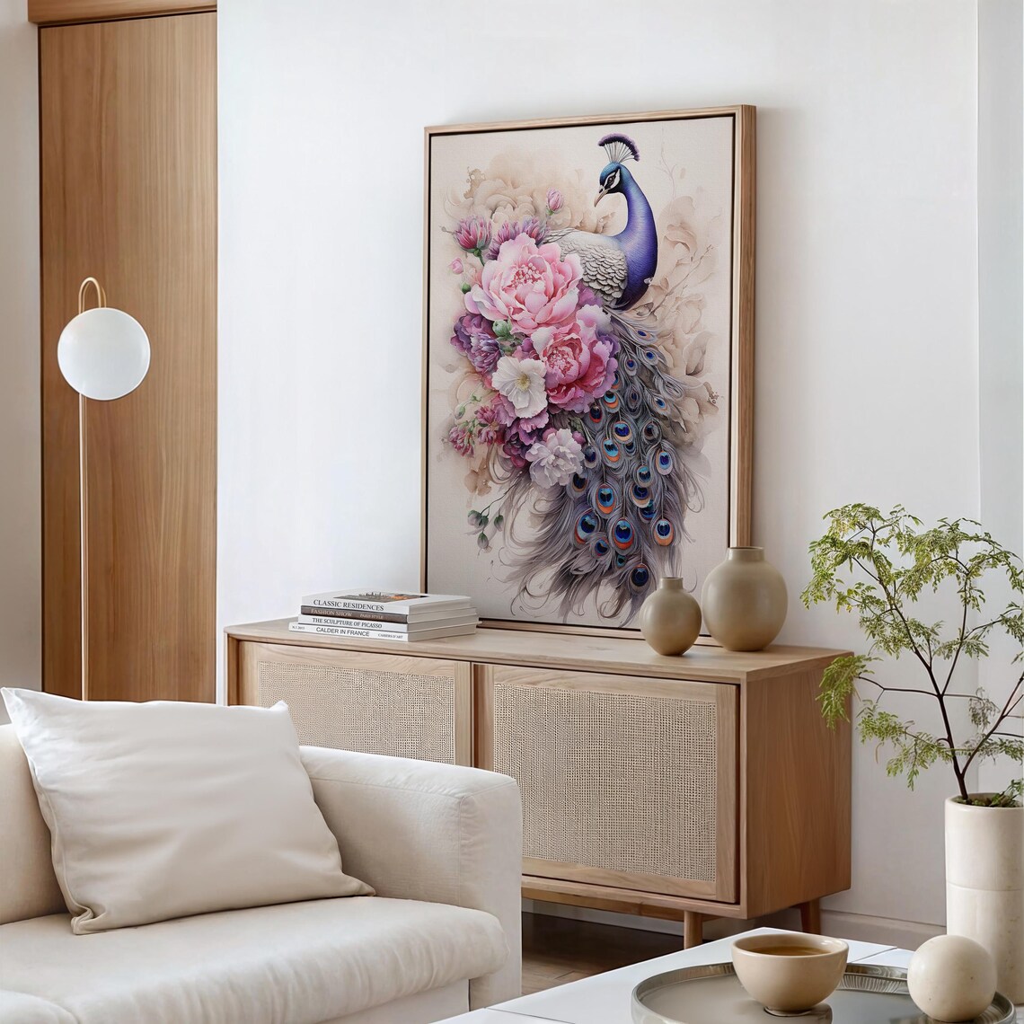 Vintage Peacock Floral Art Print, Bird Decor - Image 6
