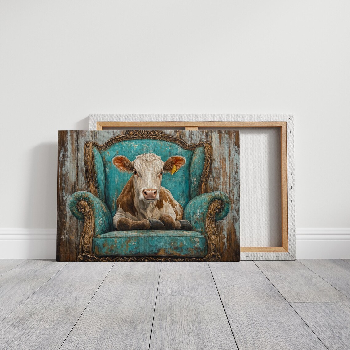 Regal Cow Portrait, Rustic Farmhouse Art Print - Image 7