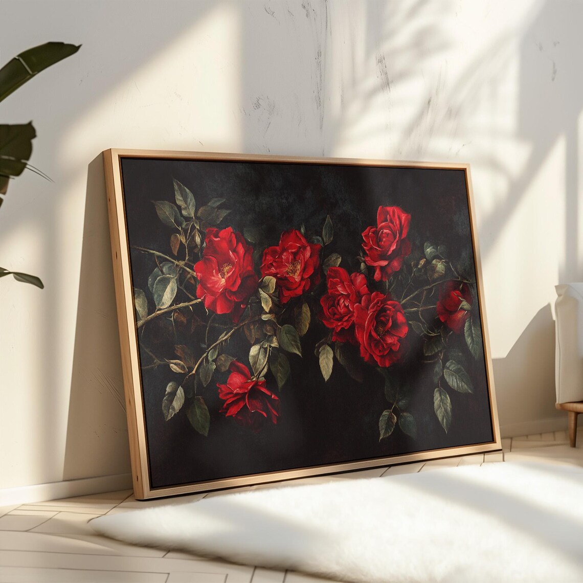 Elegant Red Roses Floral Painting, Modern Decor - Image 5