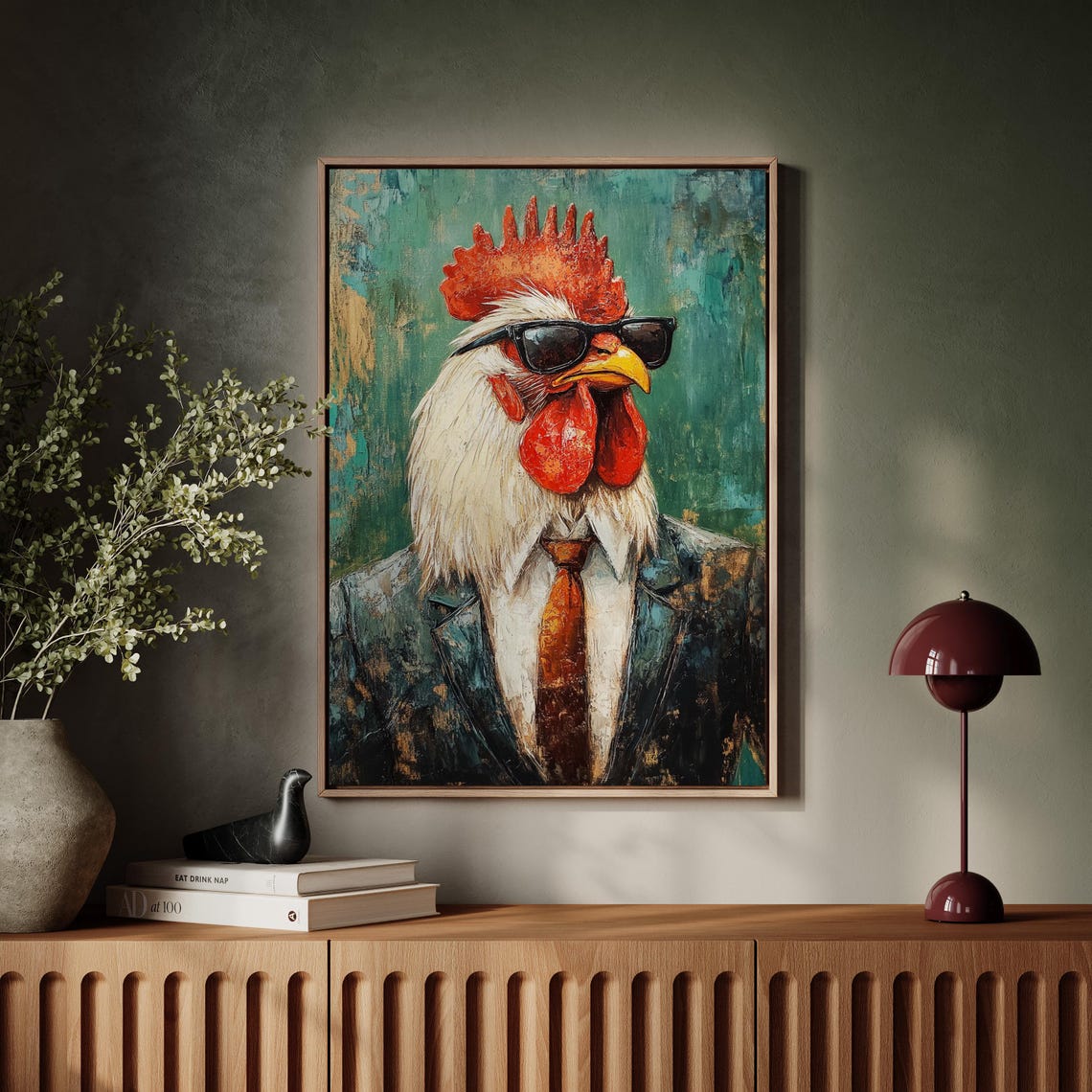 Dapper Rooster in Suit and Sunglasses Cool Abstract Chicken Poster - Image 7