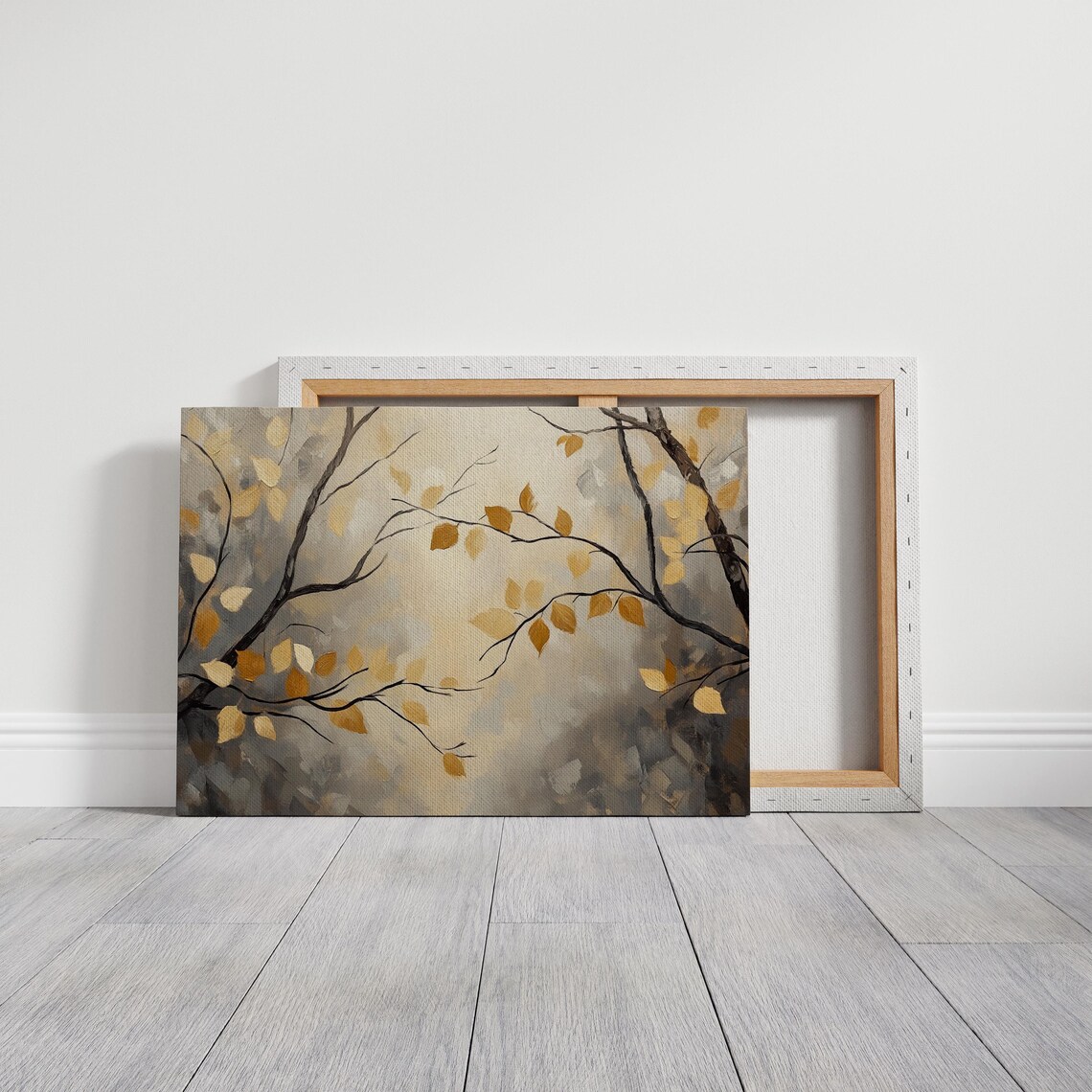 Golden Autumn Leaves Abstract Branches Warm Neutral Nature Poster - Image 3