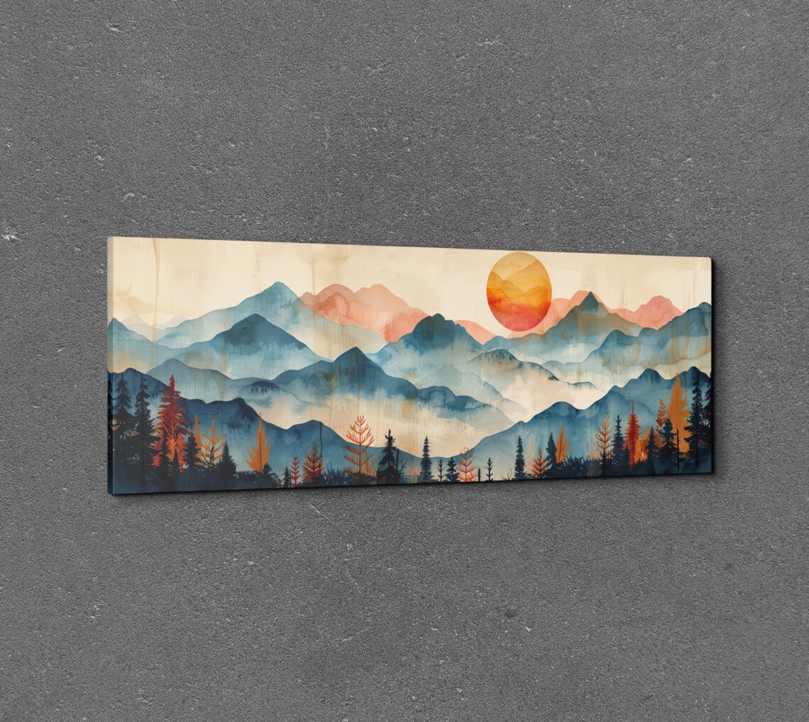 Panoramic Coast Range Mid-Century Mountain Art Print - Image 3