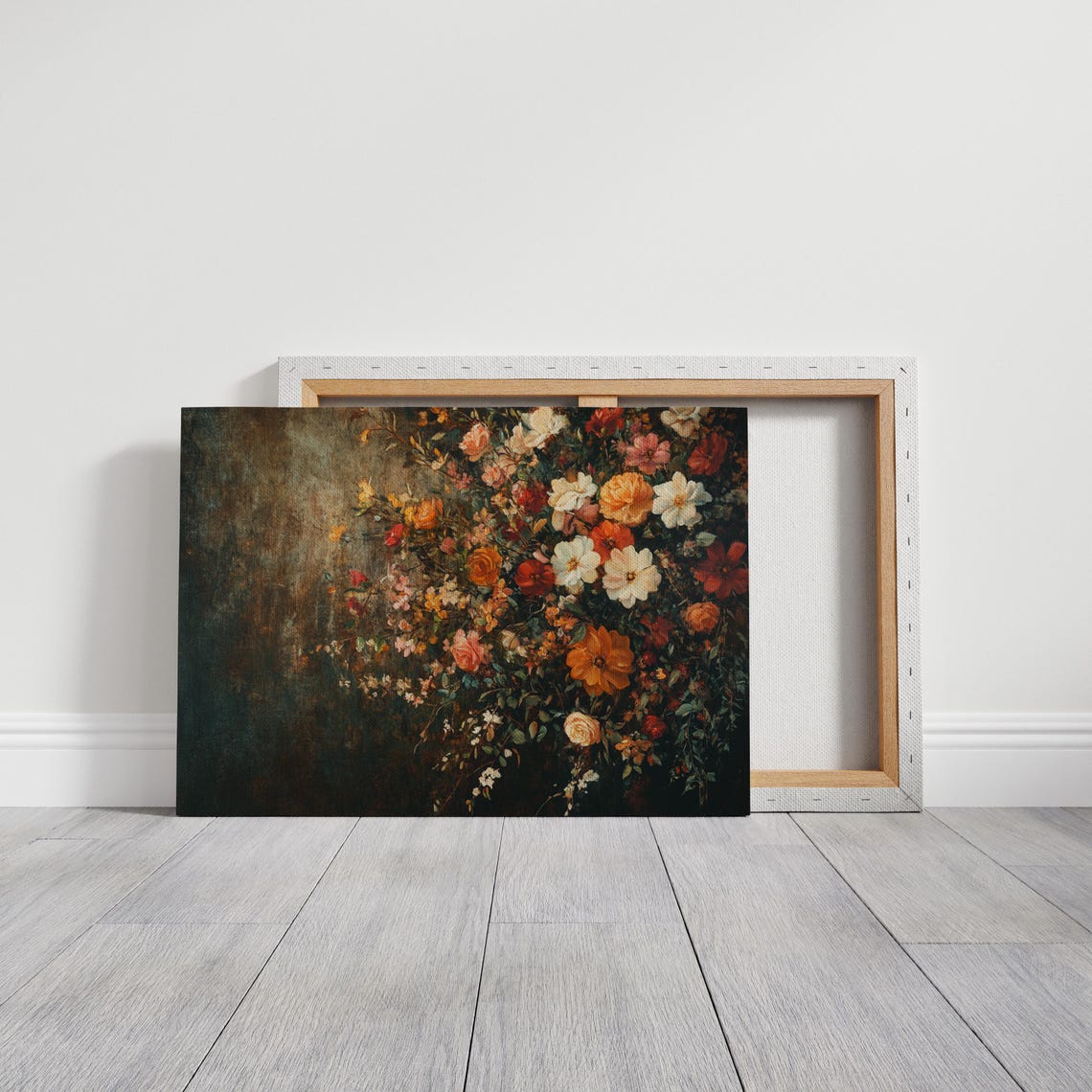 Vibrant Floral Bouquet Dark Moody Vintage Botanical Wall Art - Image 3