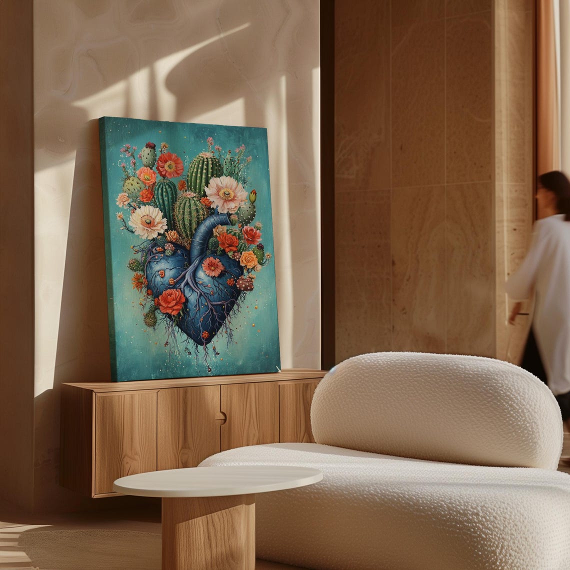 Blue Anatomical Heart Cactus Bloom Botanical Desert Art Poster - Image 7