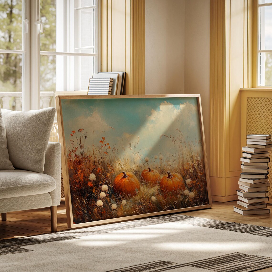 Golden Autumn Mountain Range, Rustic Fall Landscape - Image 6