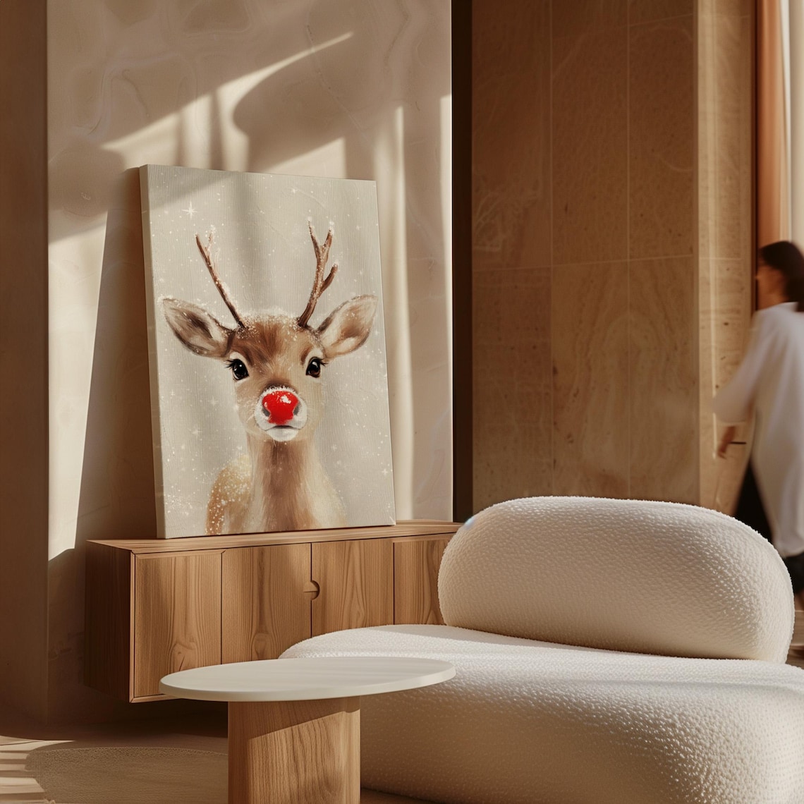 Red Nosed Reindeer Christmas Farmhouse Wall Art Print - Image 7