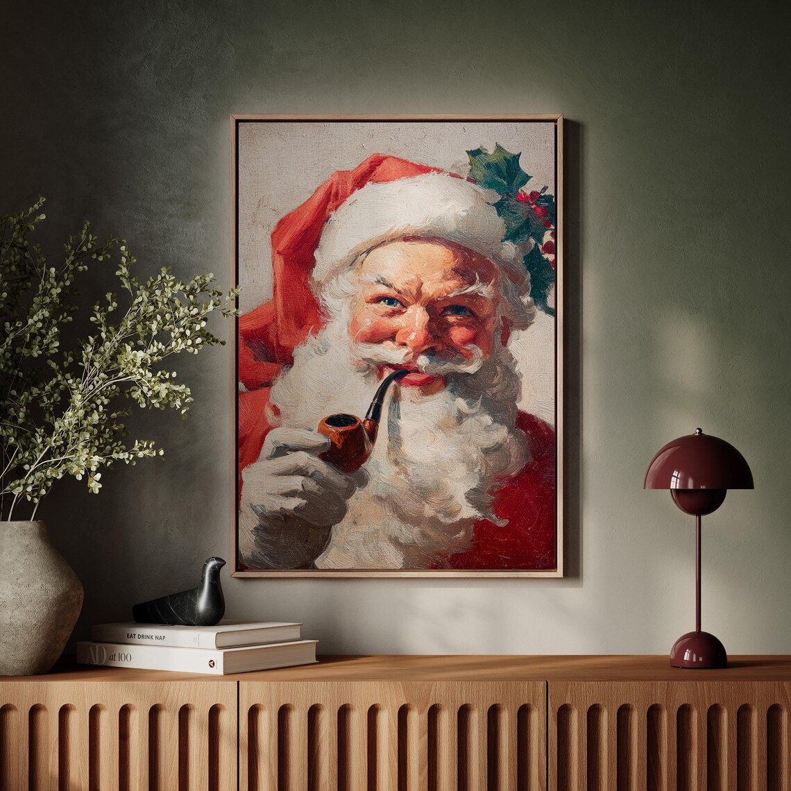 Vintage Santa Claus Poster Print, Classic Christmas