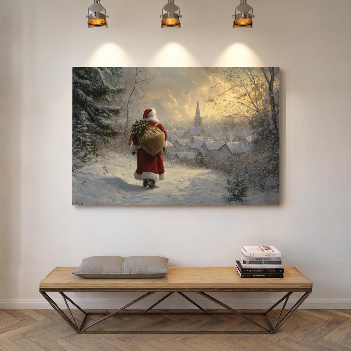 Santa Claus Coming To Deliver Presents, Christmas Art Print - Image 4