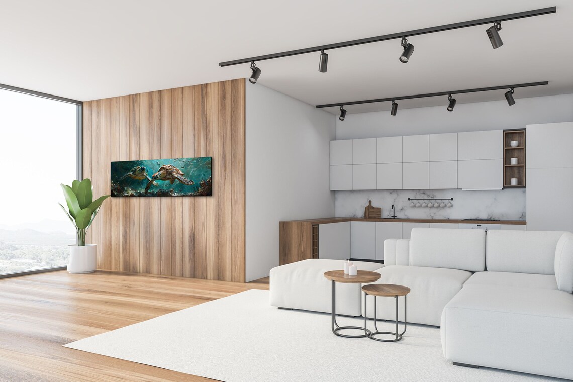 Sea Turtle Panoramic Ocean Art Print - Image 7