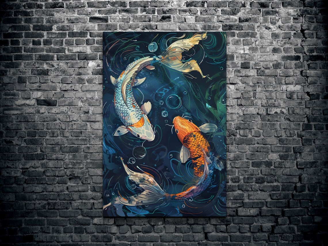 Koi Fish Art Print, Japanese Nature Animal - Image 2