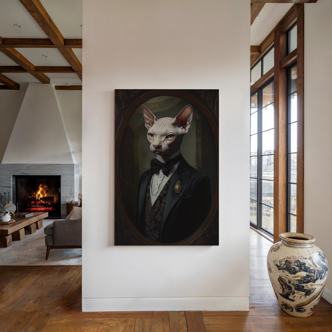 Sphynx Cat Gentleman Tuxedo Bow Tie Aristocratic Victorian Portrait Poster - Image 4