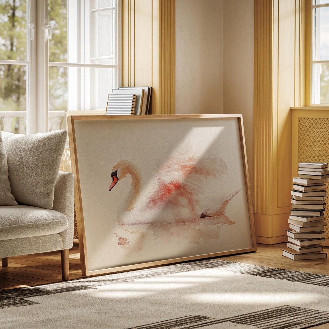 Watercolor Swan Art Print, Graceful Bird Artwork - Image 2