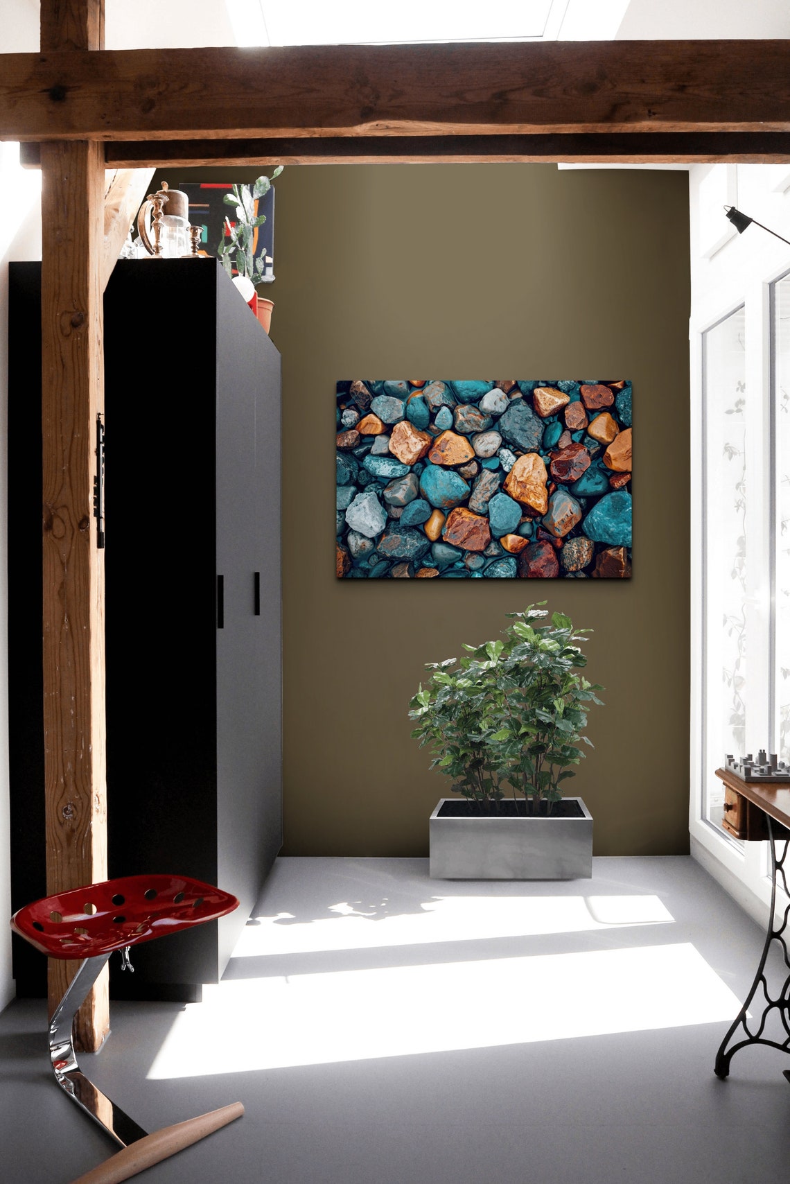Wet River Pebbles Colorful Stones Tranquil Zen Nature Wall Art - Image 6