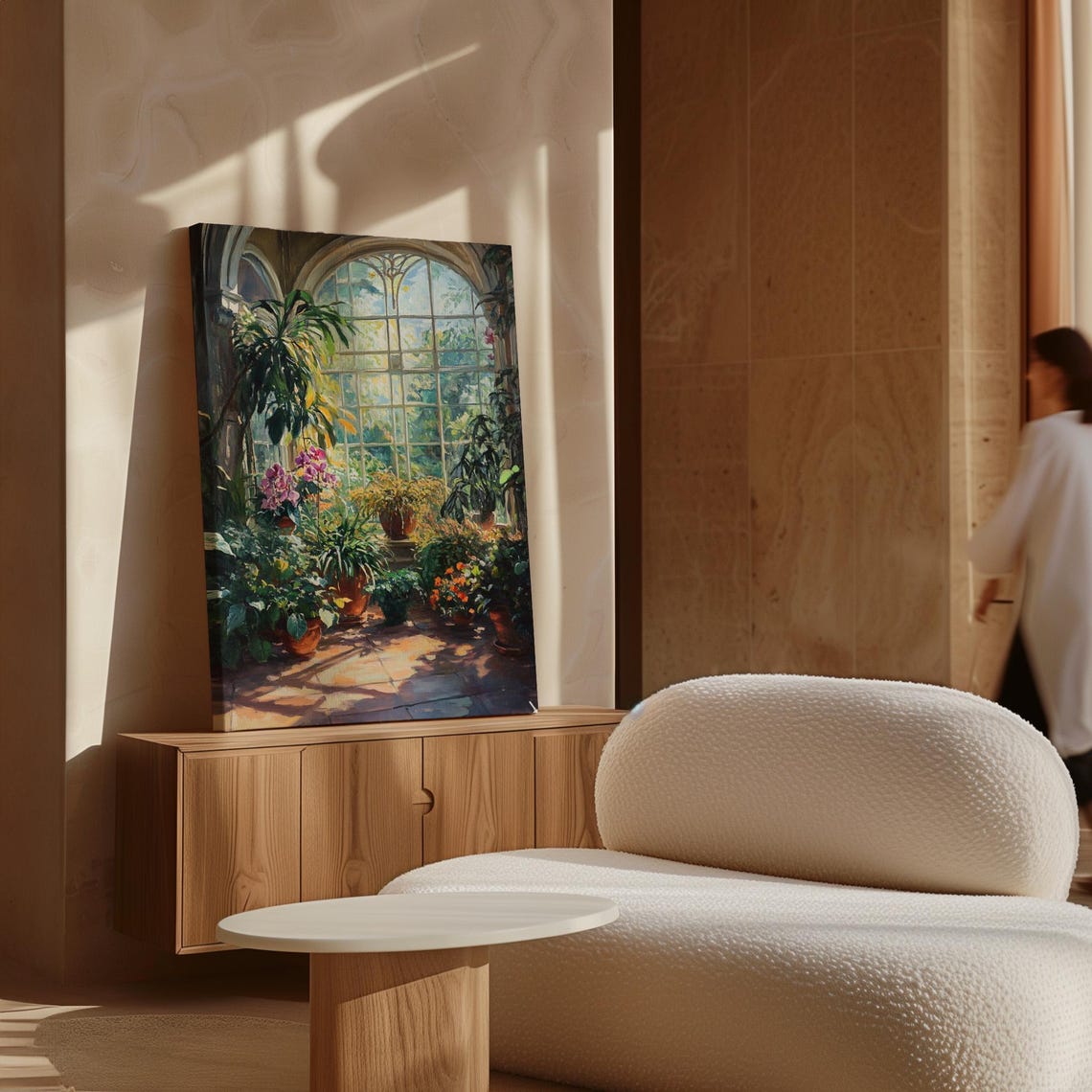 Sunlit Conservatory Interior With Arched Windows Lush Plants Poster - Image 6