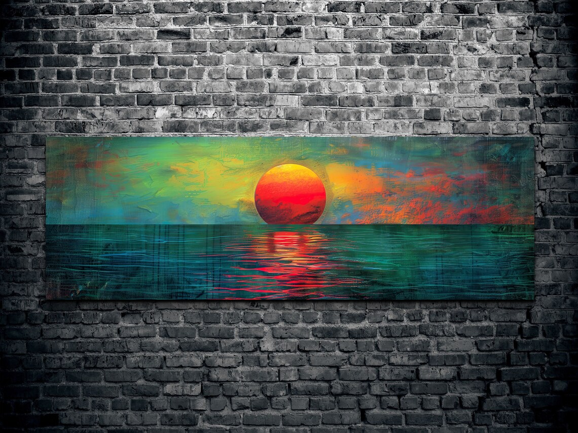 Sunset Over The Emerald Green Ocean, Vintage Art Print - Image 2