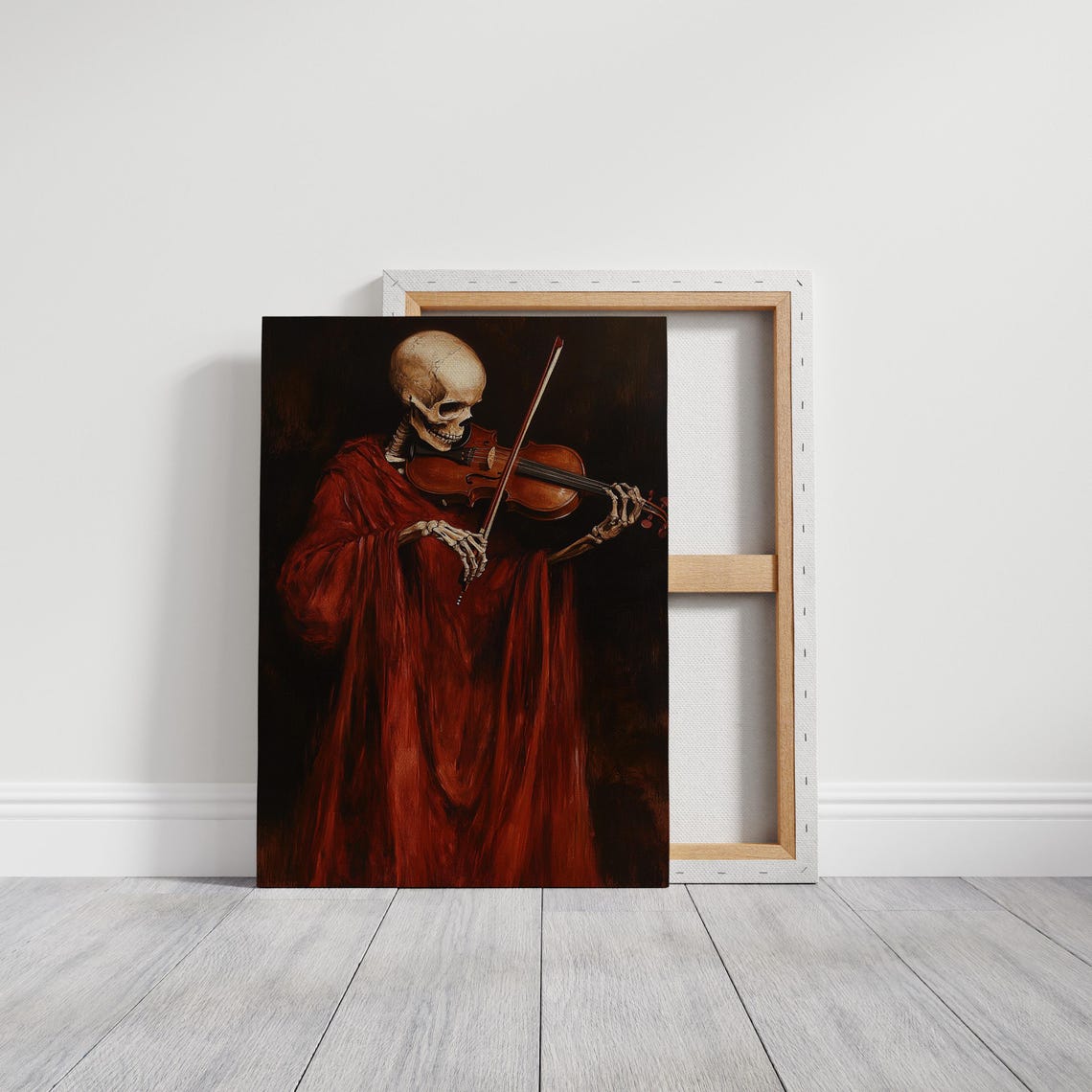 Cloaked Skeleton Playing Violin Moody Classical Painting Poster - Image 6