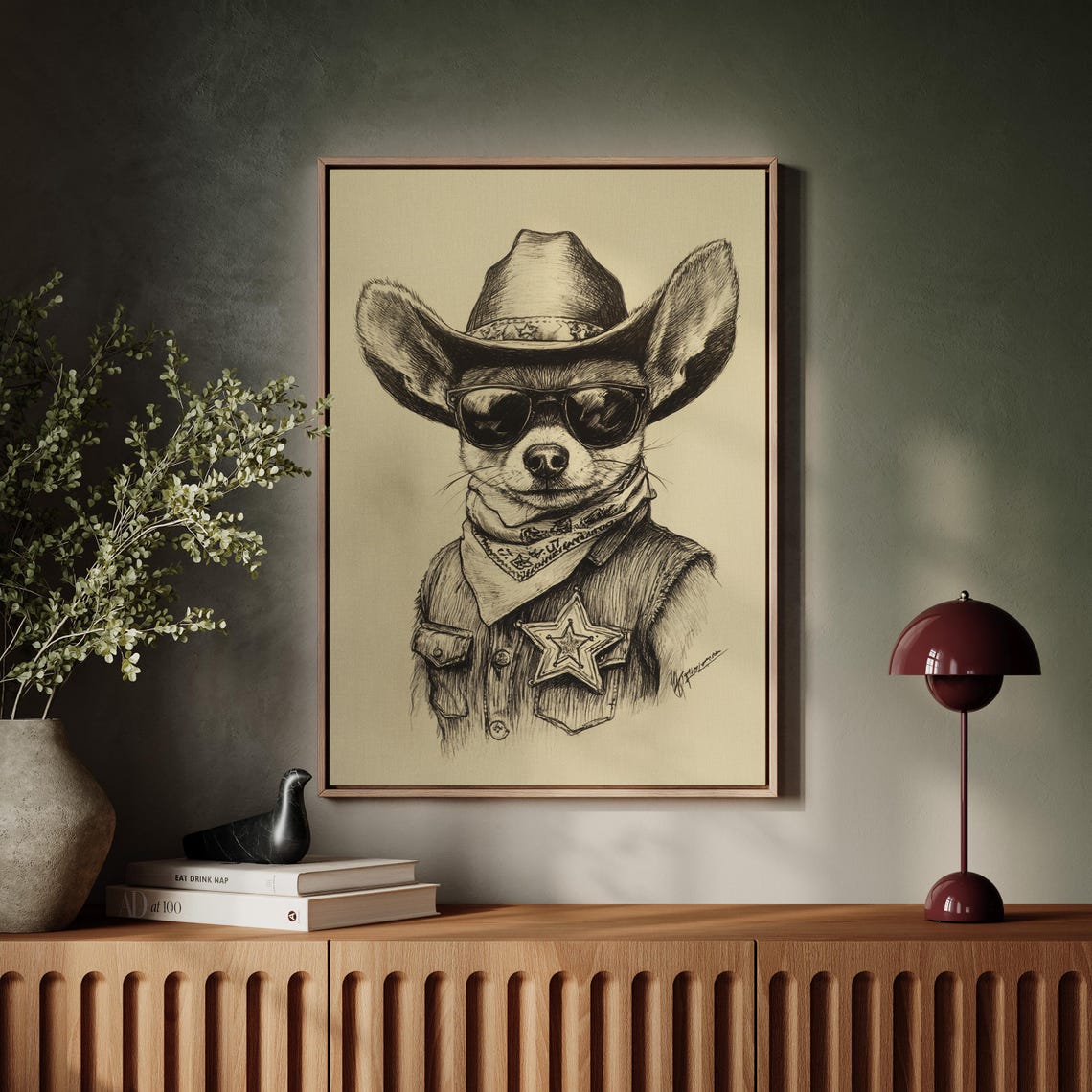 Cowboy Chihuahua Sheriff Dog Wearing Sunglasses Funny Poster - Image 4
