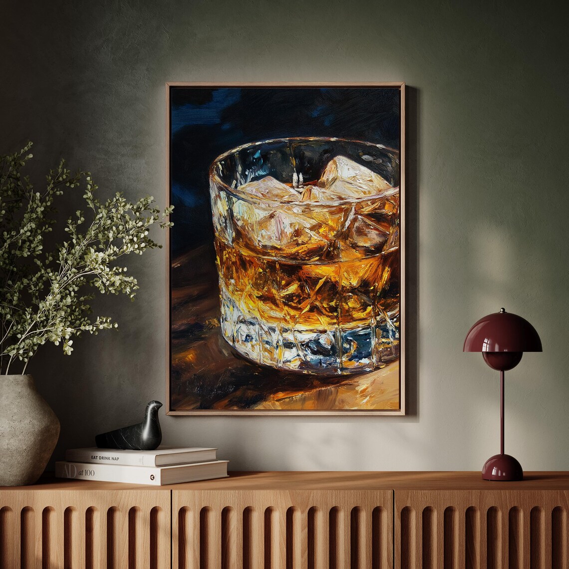 Crystal Whiskey Tumbler Impasto Oil Painting Dark Bar Wall Poster - Image 4