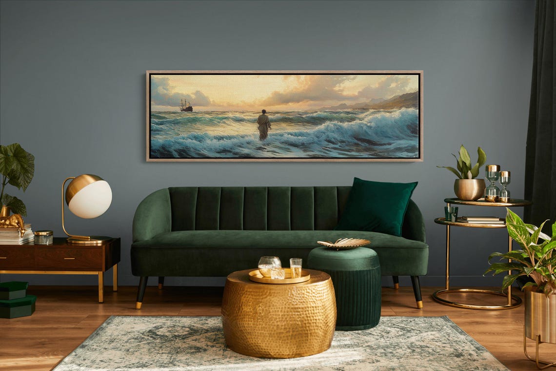 Jesus Walking On Water Biblical Seascape Faith Christian Poster - Image 3