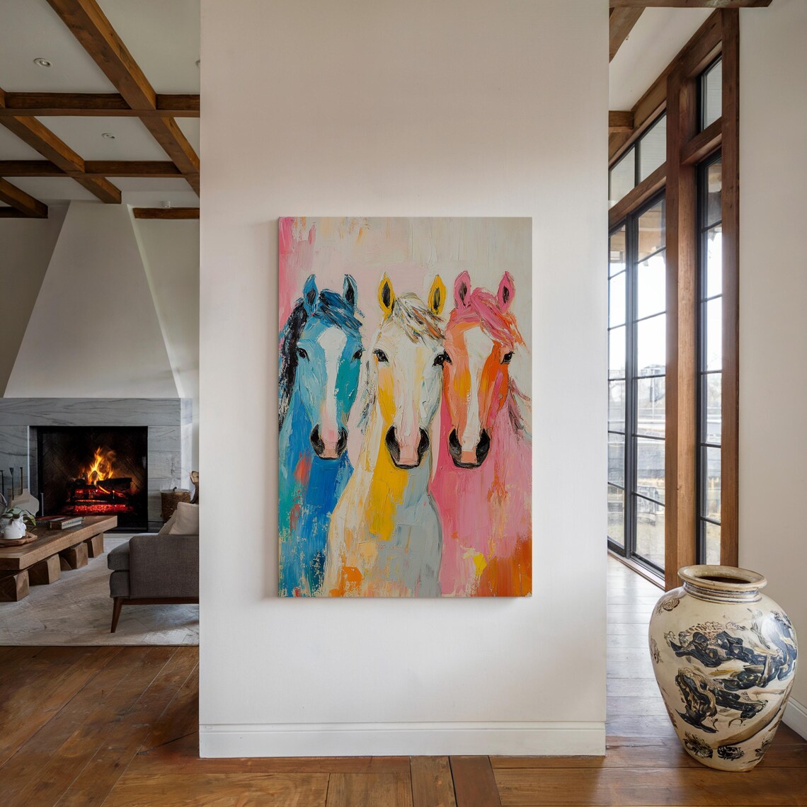 Colorful Horse Trio Abstract Farmhouse Wall Art - Image 5