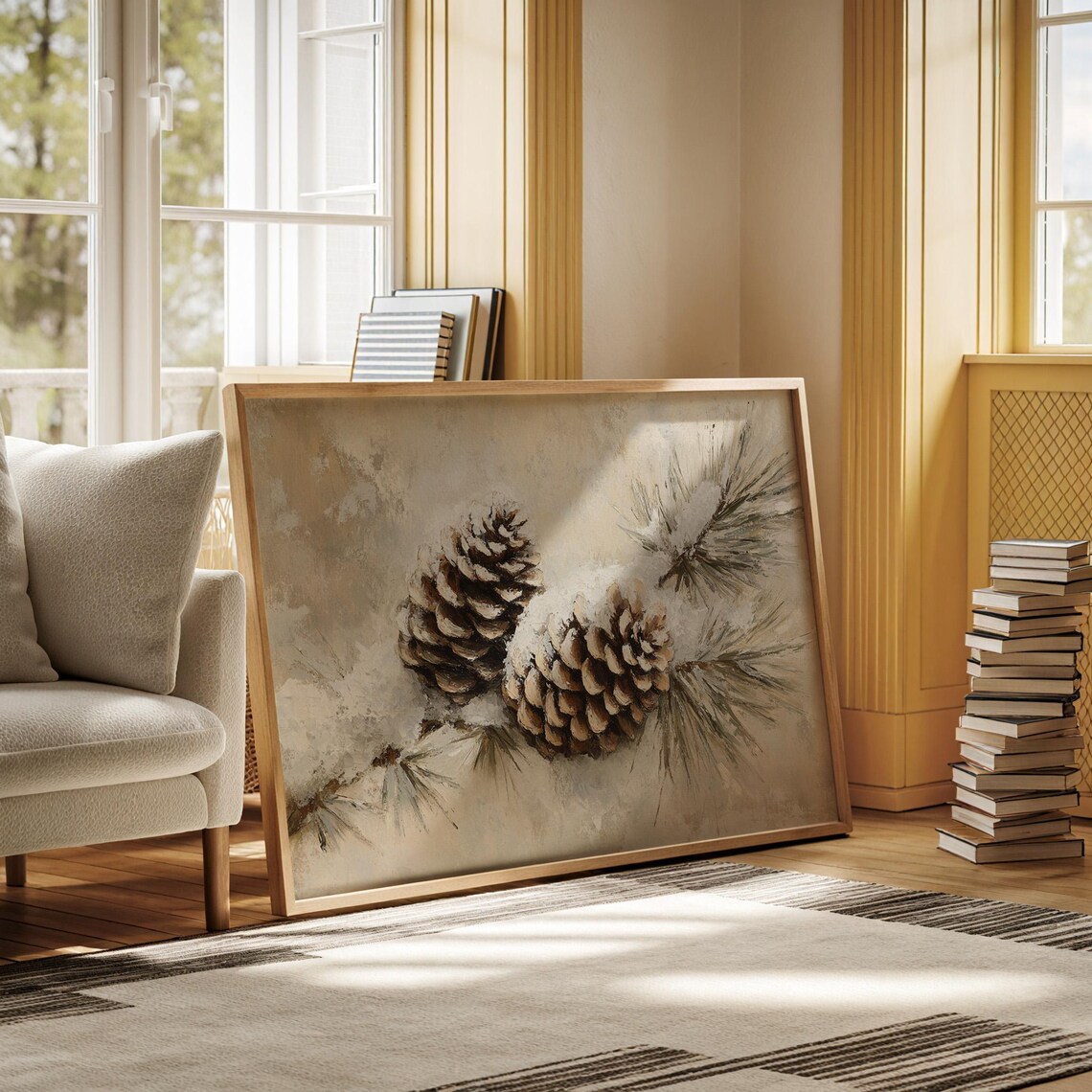 Rustic Pine Cone Winter Snow Dusted Art Print - Image 5