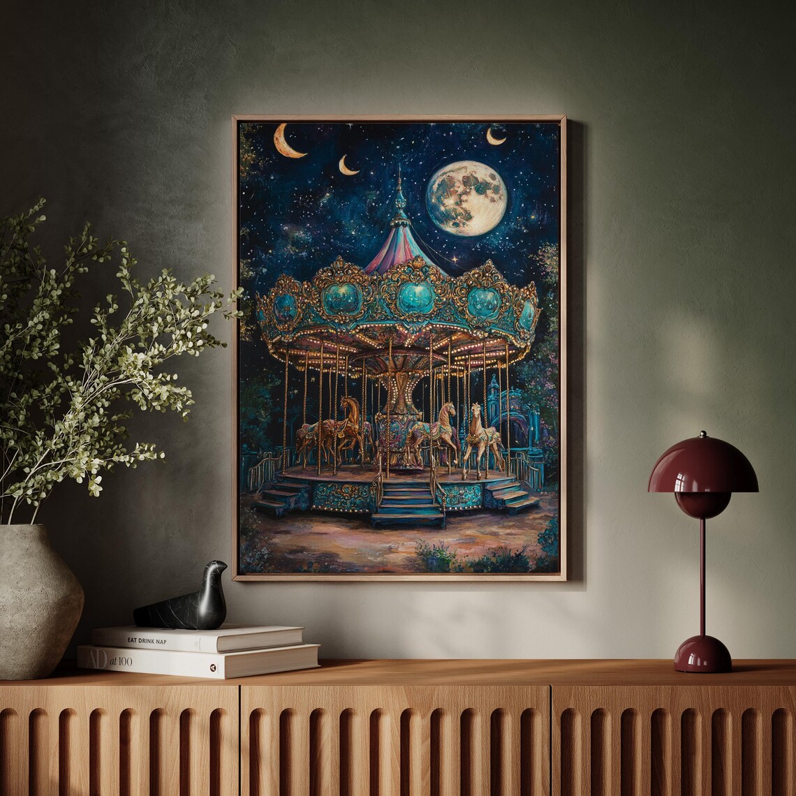 Magical Carousel Under The Moonlit Sky, Travel Poster - Image 5