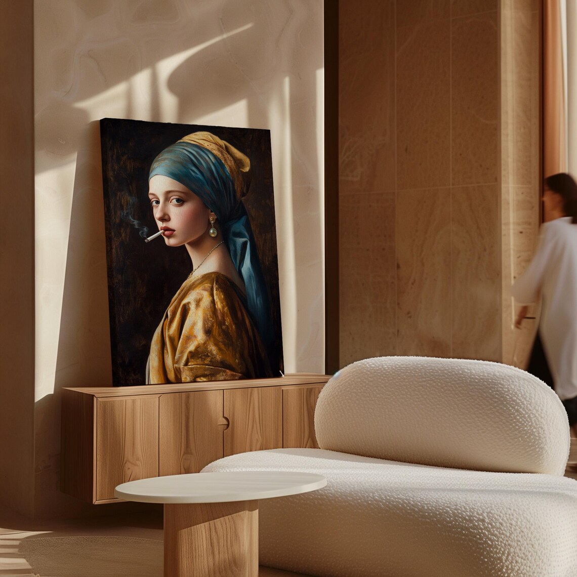 Smoking Pearl Earring Girl Classic Art Parody Portrait Poster - Image 6