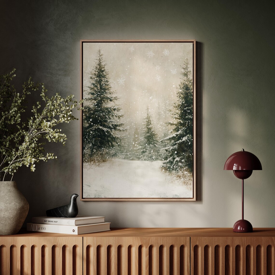 Winter Forest Path, Rustic Seasonal Nature Art Print - Image 3