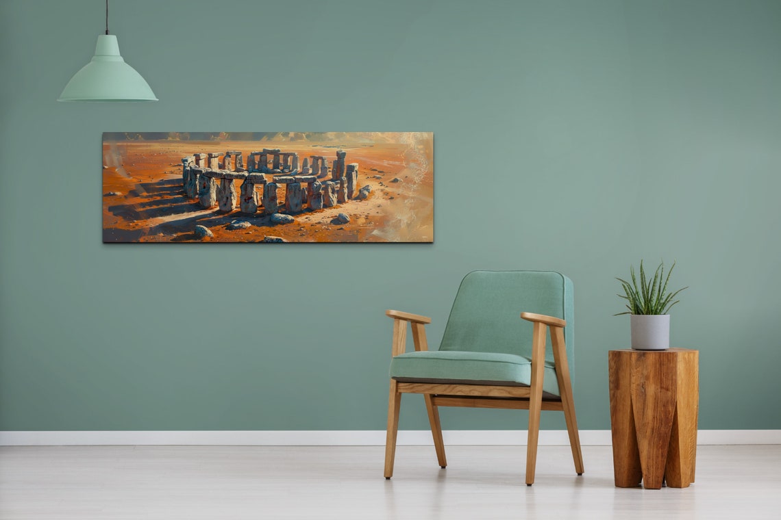 Stonehenge Ancient Stones at Desert Sunset Historic Painting Wall Art - Image 5