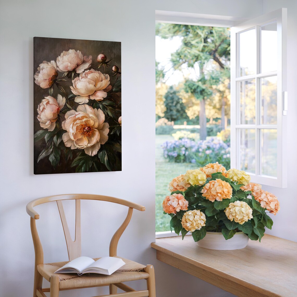Elegant White Peonies Vintage Oil Painting Style Floral Poster - Image 5