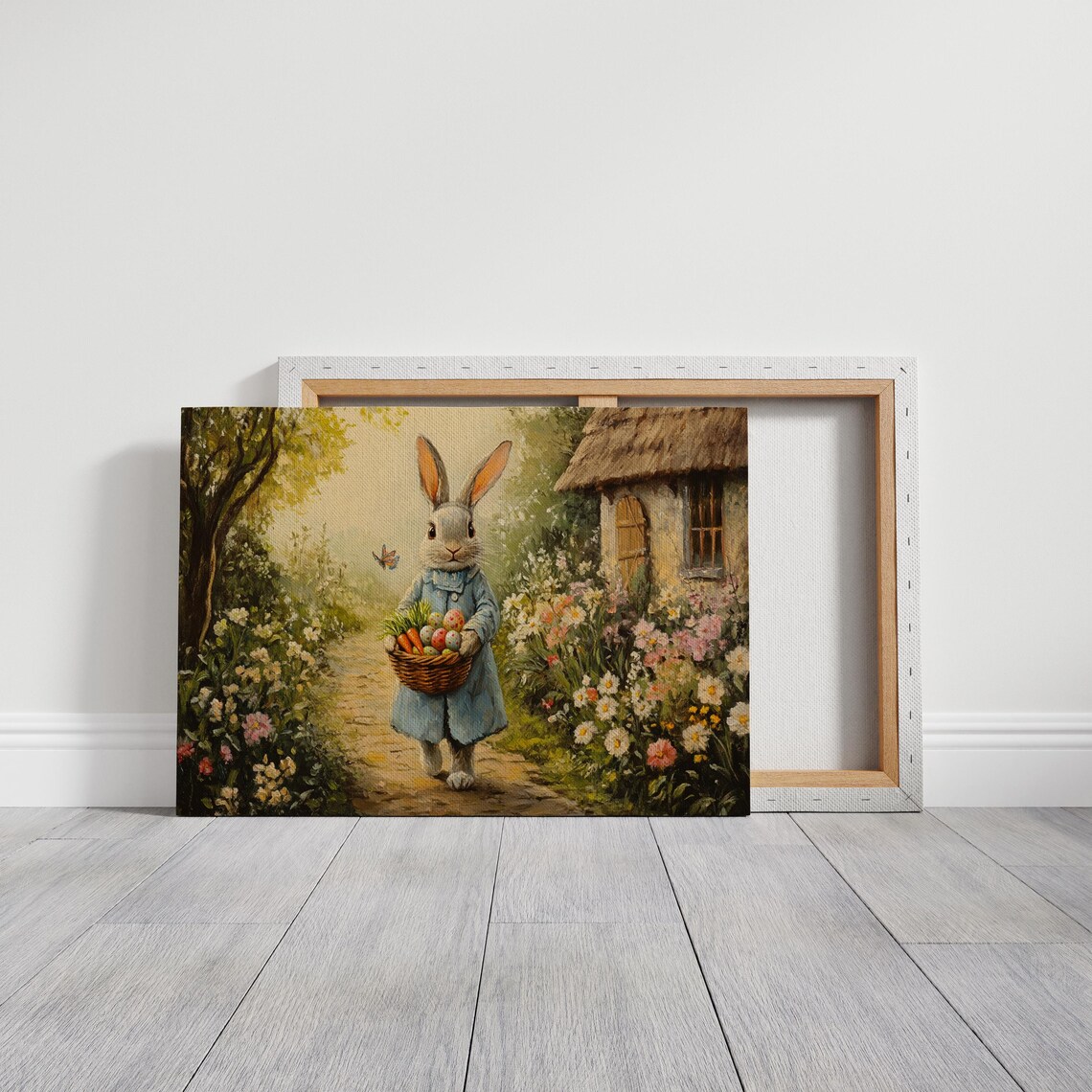 Easter Bunny With Basket Of Eggs, Cottagecore Spring - Image 6