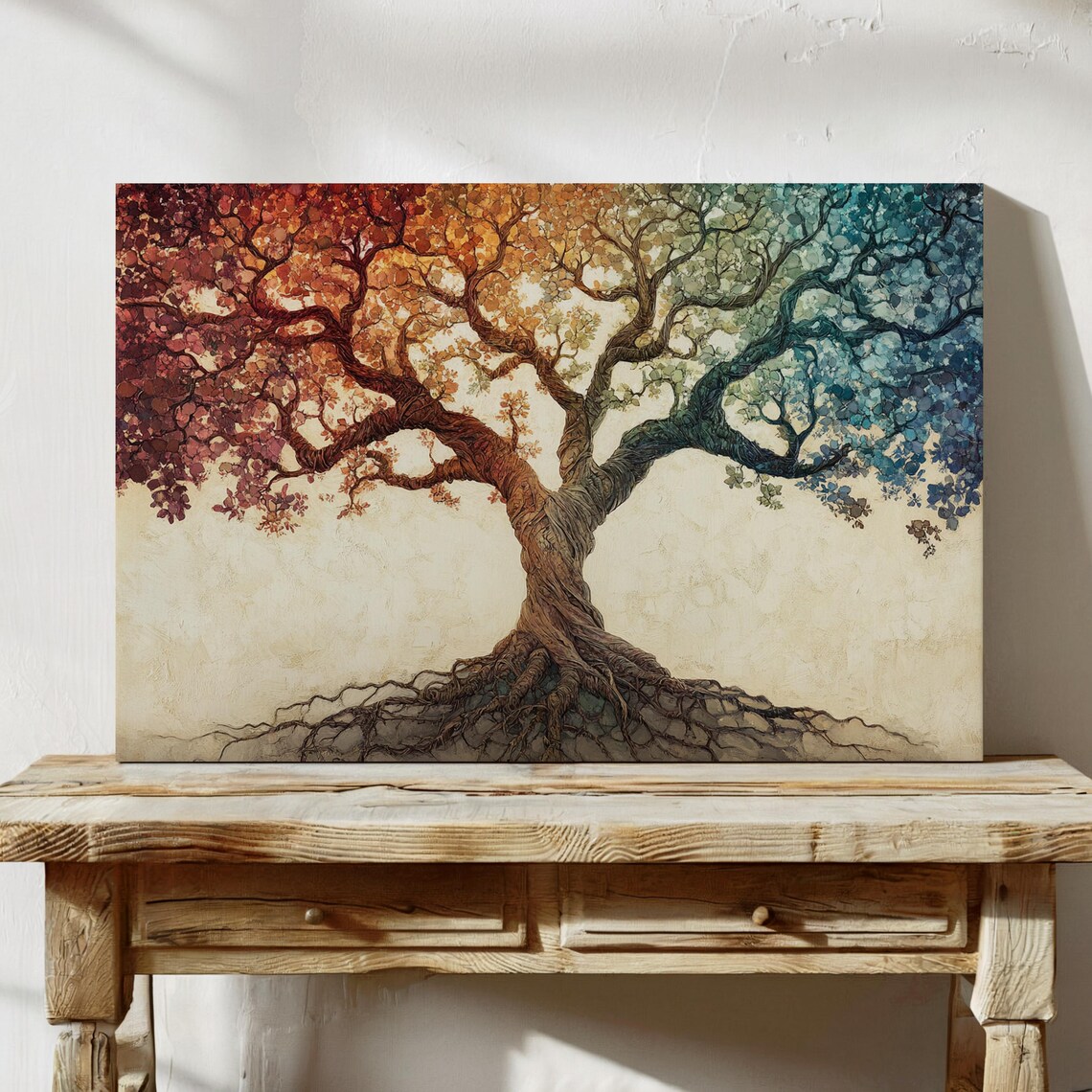 Majestic Rainbow Gradient Tree Wall Art Multicolor Hangable Nature Artwork For Modern Home And Office Dcor - Image 3