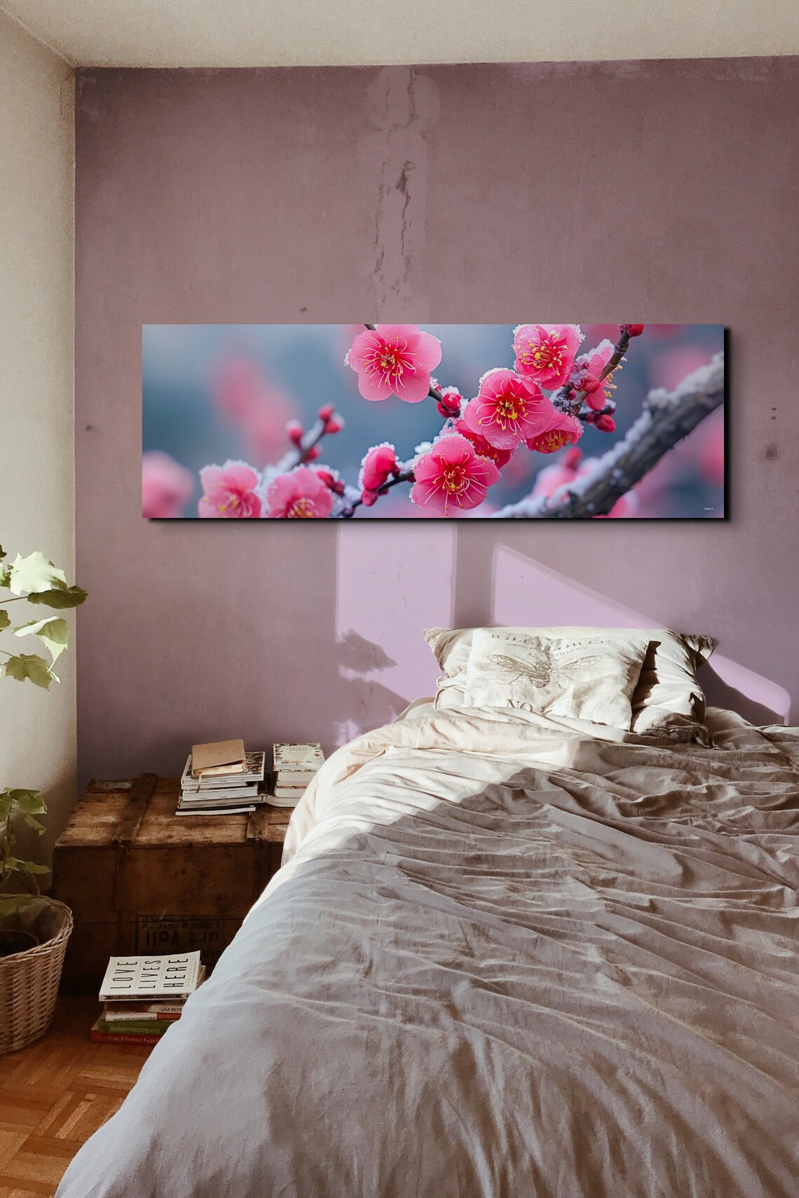 Pink Cherry Blossom Tree Branch, Large Artwork - Image 7