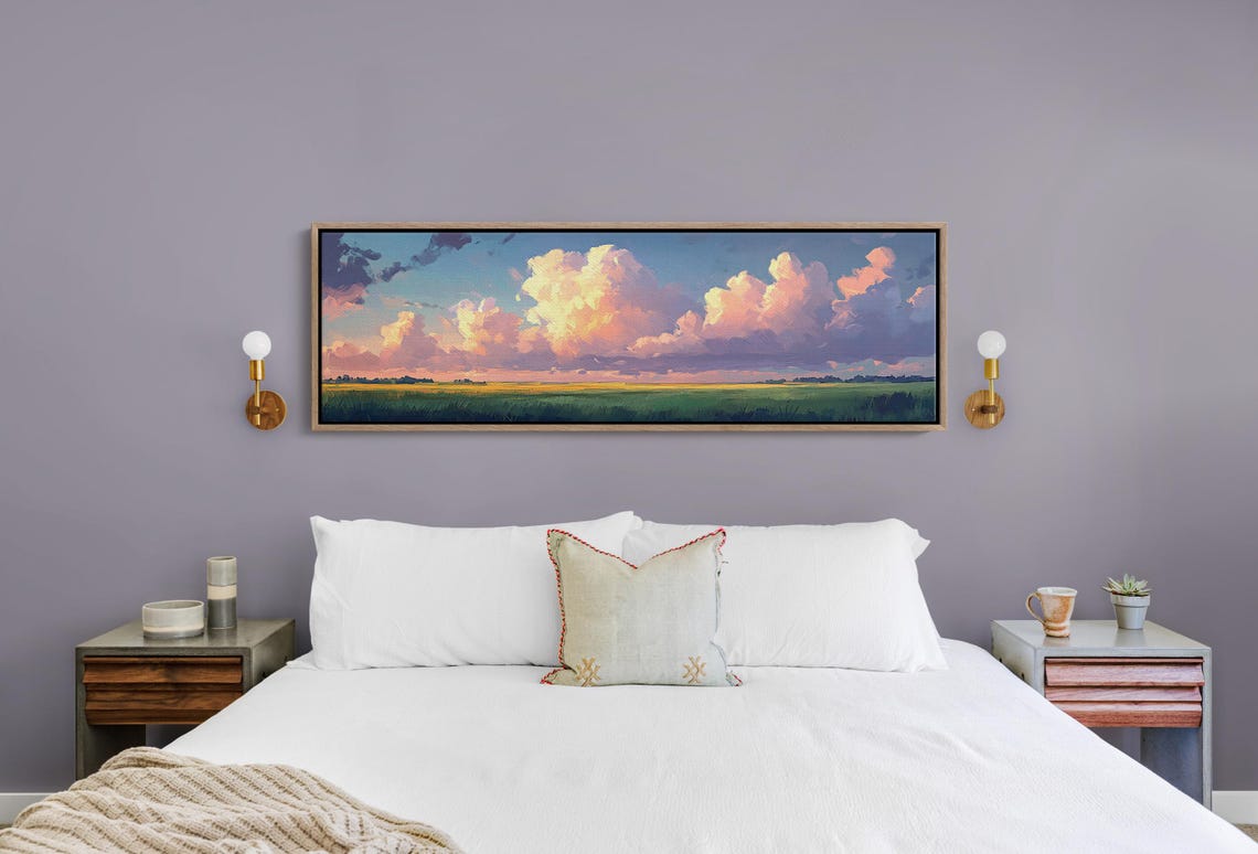 Serene Sunset Cloudscape Fields Majestic Pink Clouds Sky Poster - Image 5