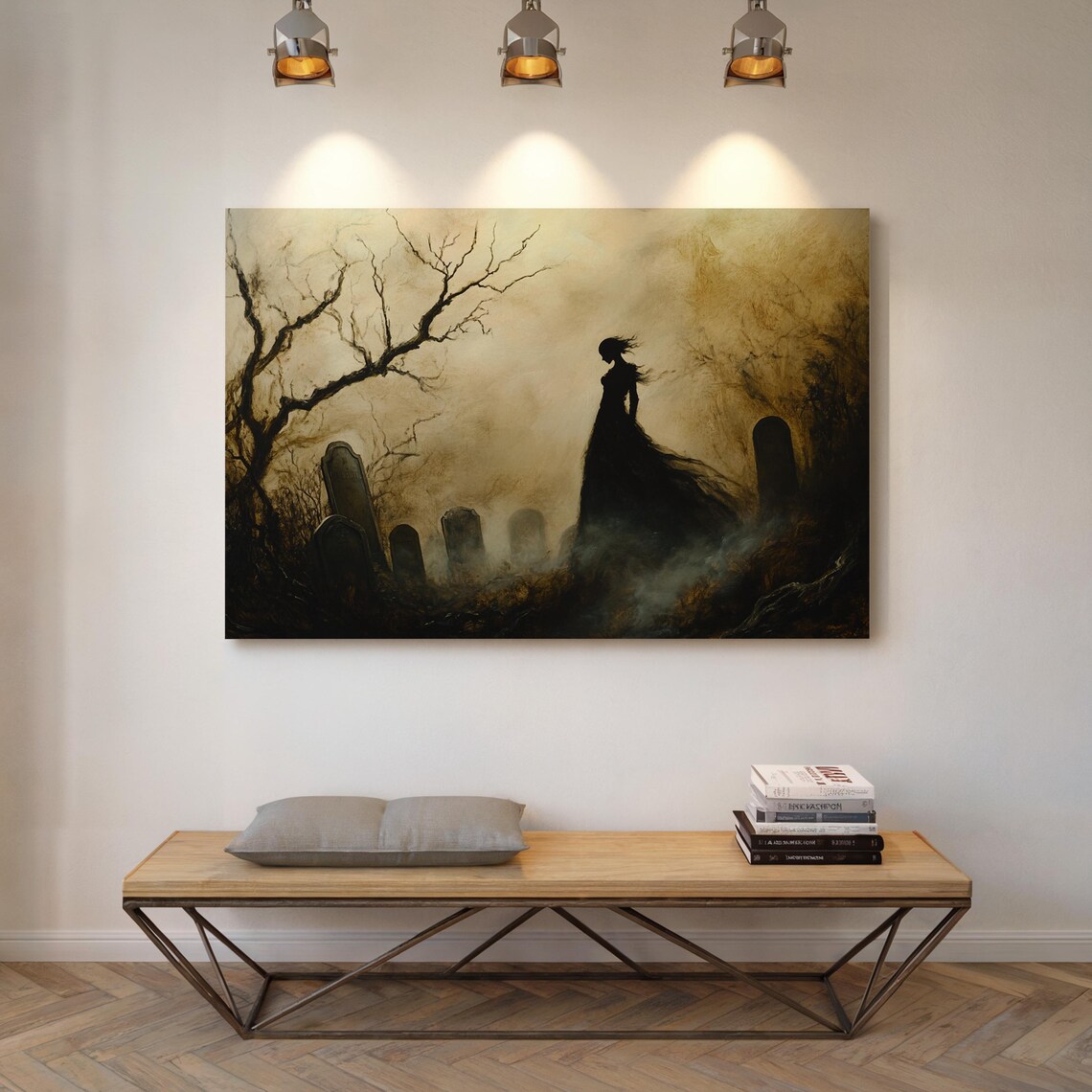 Haunting Gothic Graveyard Art, Victorian Ghost Silhouette - Image 4