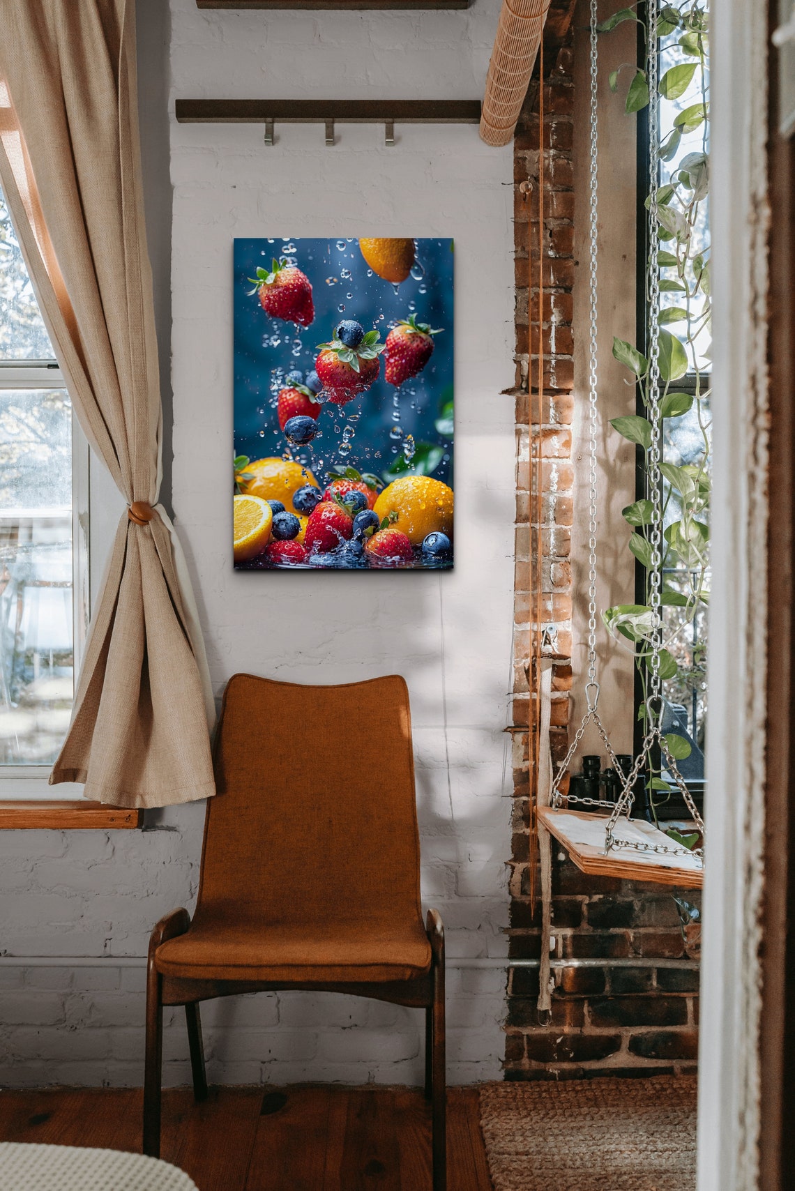 Fresh Fruit Splash in Water Photography Kitchen Food Art Print - Image 3